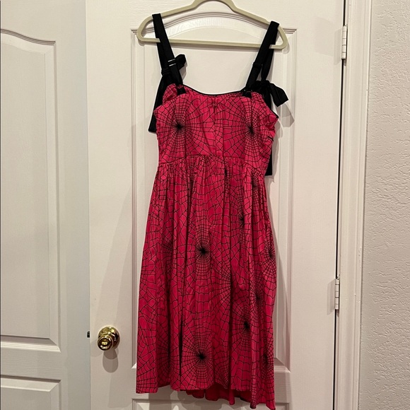 Vixen by Micheline Pitt 1950s Swing Sundress Hot Pink Spider Web Print - L NWT!! - Picture 4 of 7